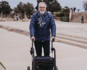 elderly person using a walking aid